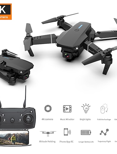  E88Pro Foldable GPS drone with 4K Ultra HD camera Adult quadcopter brushless motor automatic return home Follow Me 52 min flight time remote control range including carry bag