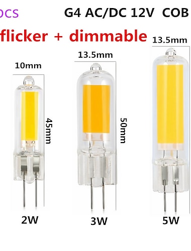  10pcs Dimmable No Flicker Glass LED G4 COB Bulb 2W AC/DC12V 3W 5W Lamp Crystal LED Light Bulb Lampada Replace Halogen Lamps