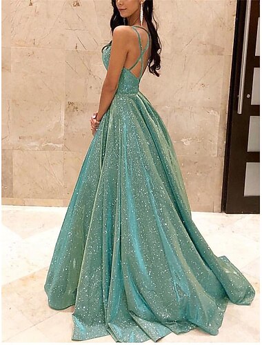  Dame Ballkjole Festkjole Hjemkomstkjole Lang kjole Maxikjole Sølv Grønn Grå Ermeløs Fargegradering Rynket Sommer Vår Høst Spagettistropper Mote Fest Bursdag Aftenselskap 2023 S M L XL