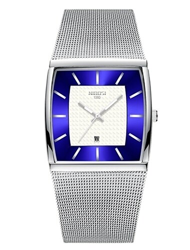  NIBOSI Blaue quadratische Herrenuhren Top Marke Luxus Quarz Uhr Slim Wasserdichte Herren Armbanduhr Männer Relogio Masculino 2376