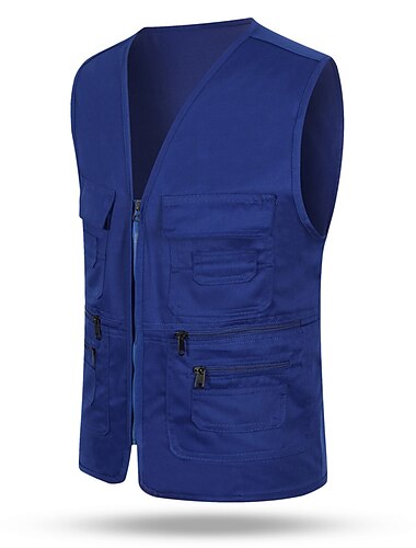  בגדי ריקוד גברים וסט Gilet אפוד דייגים וסט לטיולי הליכה אפוד ללא שרוולים ז'קט ג'יל בָּחוּץ חגים סגנון רחוב שיק ומודרני קיץ אביב כיס ייבוש מהיר פוליאסטר נושם צבע אחיד רוכסן צווארון V רגיל