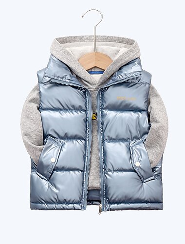  Jungen 3D Pufferjacke für Kinder Glatt Daunenjacke Daune Pufferjacke Ärmellos Herbst Winter Aktiv bezaubernd kinderkleidung 3-13 Jahre Schulanfang Täglich