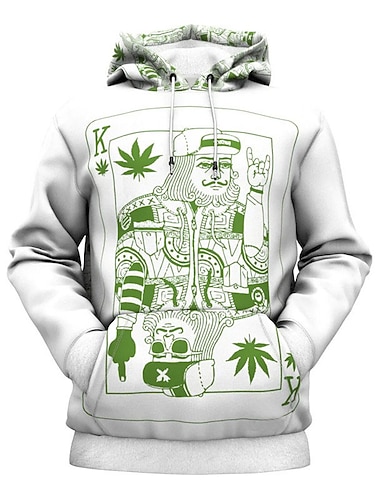  Herren Grafikdrucke Poker Kapuzensweatshirt Kapuzenshirts Pullover Streetwear Designer Lässig Große Größen Langarm Mit Kapuze Täglich Sport Grün Druck Frühling & Herbst Designer S M L XL XXL 3XL
