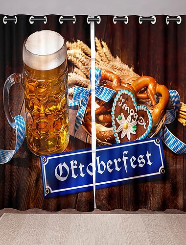  2 Paneele Set Verdunkelungsvorhänge Oktoberfest Design wärmeisolierte Vorhänge für Schlafzimmer Wohnzimmer moderne Ösen Fenstervorhänge Vorhangvorhänge