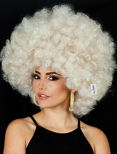  Peluca afro de lujo de los años 70 para mujer, pelucas de disfraz de disco afro jumbo rubia enorme, accesorios de disfraces de los años 70.