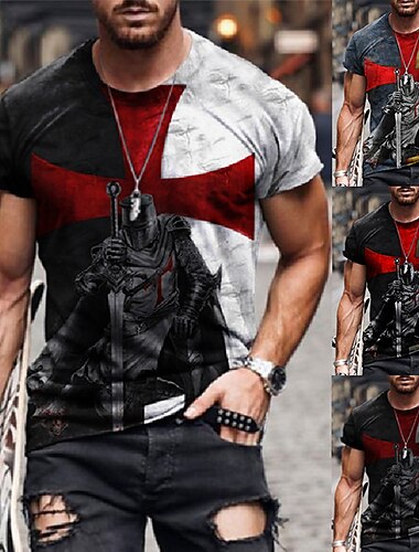  De laatste Tempelier kruisvaarder Tempeliers Kruisvaarder T-Shirt Cartoon Manga Anime 3D Retro Grafisch Voor Voor Stel Voor heren Dames Volwassenen 3D afdrukken