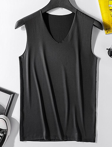  Men's Tank Top Vest Top Undershirt Sleeveless Shirt Sleeveless Crew Neck Summer Solid Color Fashion Casual Breathable Street Daily Holiday Black White Light Grey Top Tee for Men