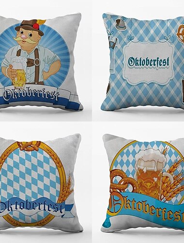  oktoberfest party κάλυμμα μαξιλαριού διπλής όψης 4 τμχ μαλακό διακοσμητικό τετράγωνο ριχτάρι κάλυμμα μαξιλαριού μαξιλαροθήκη μαξιλαροθήκη για υπνοδωμάτιο σαλόνι ανώτερης ποιότητας
