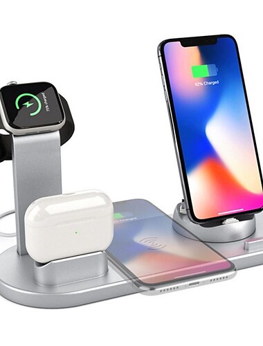  Handy Ladestation Ladestation 15 W Ausgangsleistung Drahtlose Ladestation 4 in 1 für mehrere Geräte Sicherheitsschutz Für Apple Watch Mobiltelefone AirPods 2 / AirPods Pro 1 PC