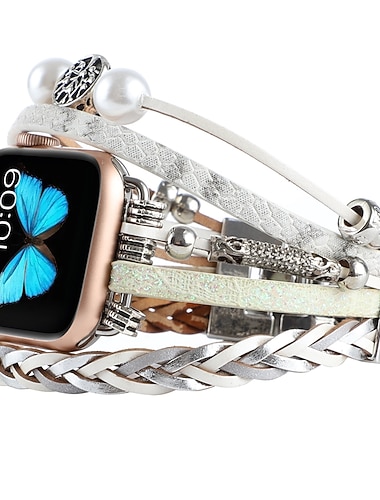  Schmuck Armband Kompatibel mit Apple Watch Armband 38mm 40mm 41mm 42mm 44mm 45mm 49mm Luxus PU - Leder Ersatzarmband für iwatch Series Ultra 8 7 6 5 4 3 2 1 SE