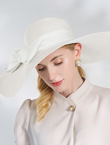  Elegantes sombreros de poliéster para bodas con fajas/cintas/lazo de satén 1pc boda/fiesta/tocado de noche
