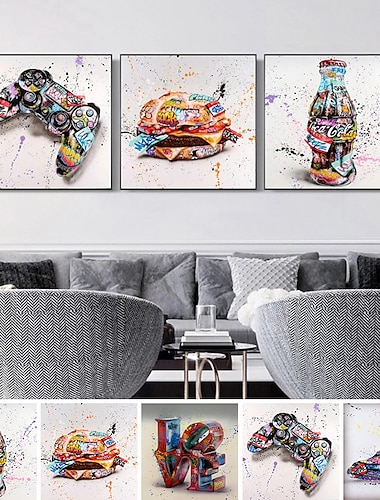  1 panel de impresiones de hamburguesas de cola, carteles creativos de graffiti, arte de pared de calle, regalo para colgar en la pared, decoración del hogar, lienzo enrollado, sin marco, sin
