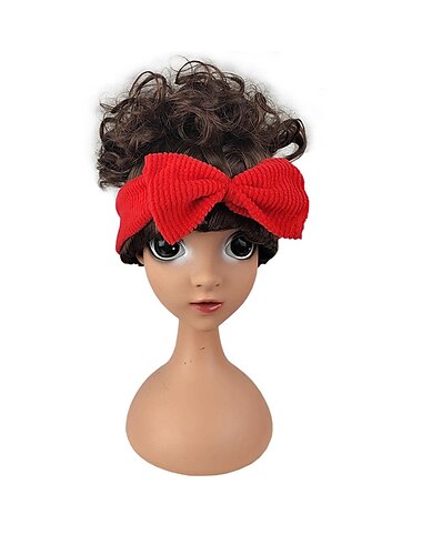  Encanto Erwachsene Dolores Cosplay Perücke Dolores Madrigal Haar Perücke Band rotes Schleife Verkleidungszubehör für Frauen Dolores Halloween-Perücken