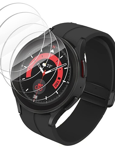  4 pcs Suivre Protection Ecran Compatible avec Samsung Watch 5 Pro 45mm Sensible au toucher Sans Bulle HD Effacer Verre Trempé Accessoires de montres