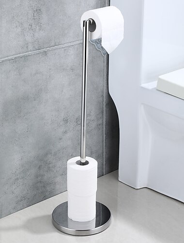  自立式トイレットペーパーホルダースタンド鏡面研磨仕上げ304ステンレス鋼防錆ティッシュロールホルダーフロアスタンドストレージ用バスルーム(クローム)