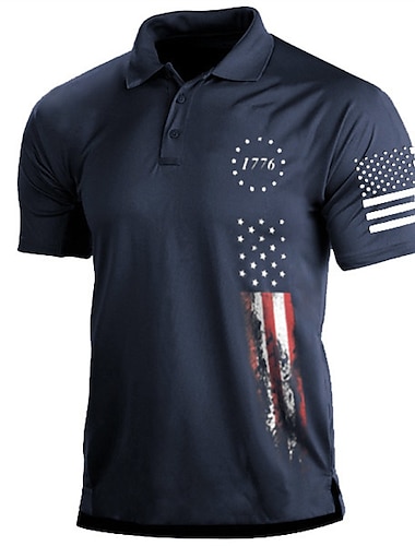  Herren Poloshirt Golfhemd Umlegekragen Modisch Brautkleider schlicht Komfortabel Kurzarm Schwarz Weiß Armeegrün Marineblau Dunkelgrün Grau Stern 3D-Druck Umlegekragen Strasse Täglich 3D Button-Down