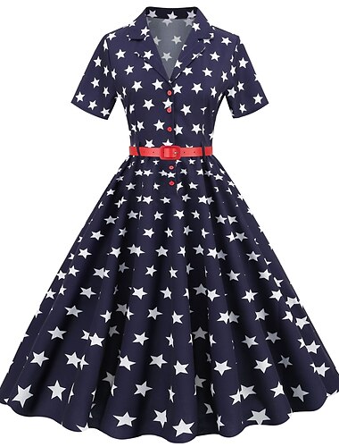  Onafhankelijkheidsdag flare jurk petticoat bandana 3 stuks outfits usa vlag jaren 1950 retro vintage swing jurk dames feestjurk 4 juli
