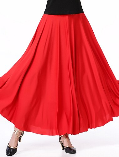  ריקודים סלוניים חצאיות צבע טהור בגדי ריקוד נשים הצגה לבוש יומיומי מילק פייבר