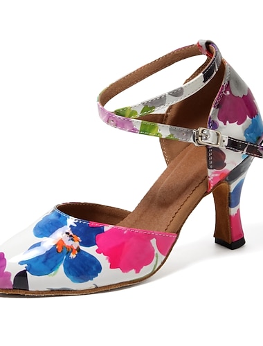  Per donna Liscio Scarpe per danza moderna Addestramento Al coperto Da allenamento Tacchi Sneaker A fantasia / stampa Tacco a rocchetto Punta aperta Tracolla Nero Rosa e bianco