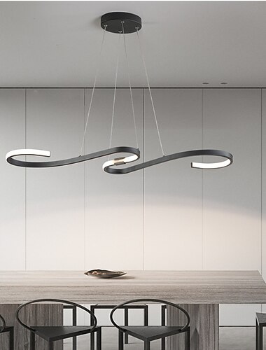  Lámpara colgante moderna led de 86 cm, iluminación de techo de isla, lámpara de diseño interior, lámpara de mesa de comedor, lámpara colgante blanca de metal y acrílico para sala de estar, símbolos musicales