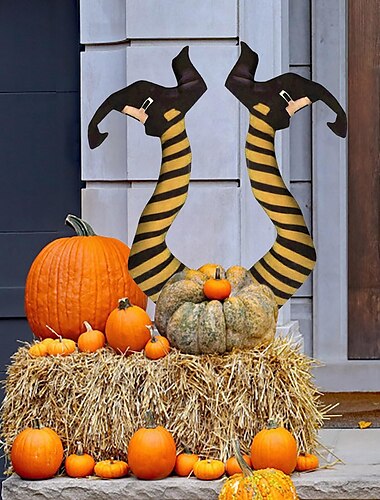  ステーク付きハロウィーンの邪悪な魔女の脚、ハロウィーンの魔女の小道具の装飾、ハロウィーンの屋外、芝生、庭、パティオの装飾ハロウィーンの装飾