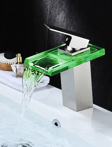  robinet de lavabo de salle de bain - cascade bronze huilé / nickel brossé / galvanoplastie entraxe monocommande monotroubath taps