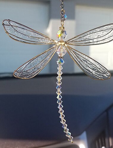  Atrapasueños de libélula, atrapasol de cristal, carillón de viento, regalo hecho a mano, carillón de viento, adorno para colgar en la pared, decoración al aire libre, 15*15cm