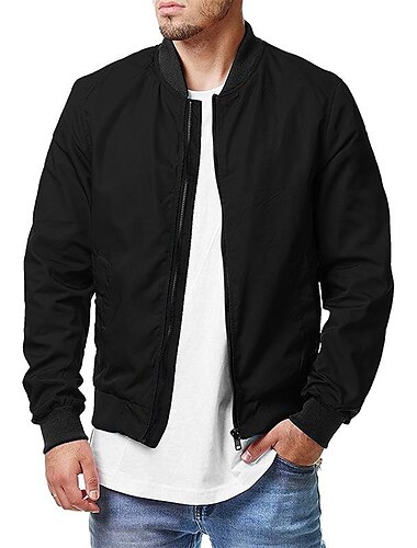  Herren Wanderjacke Bomberjacke Draussen warm halten Windundurchlässig Atmungsaktiv Leicht Oberbekleidung Windbreaker Windjacke Trench Coat Angeln Klettern Camping / Wandern / Höhlenforschung Schwarz