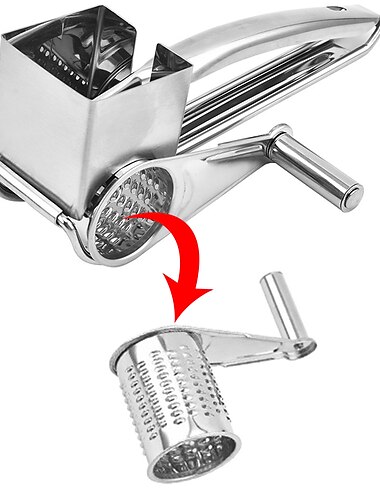  1/2/3/4 tamburi lame grattugia rotativa per formaggio affettatrice per formaggio in acciaio inox trituratore per formaggio burro dado taglierina rotazione manuale multifunzionale macinino per