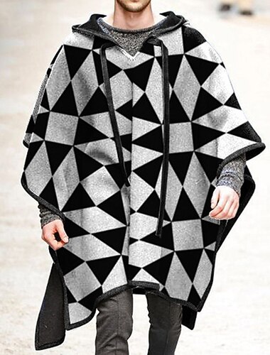  Herren Wintermantel Umhang / Umhänge Poncho Party Geschäft Herbst Winter Nylon Windundurchlässig warm halten Oberbekleidung Bekleidung Stilvoll Casual Print Einfarbig Unregelmäßiger Saum