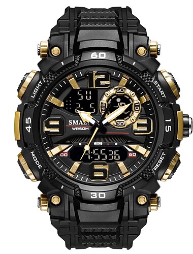  SMAEL Militär Armbanduhren für Männer SMAEL Marke 1921 Dual-Zeitzone Wasserdicht 50M Stoppuhr Sportuhren