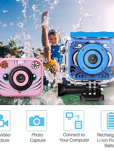  מצלמת ילדים מיני מצלמה דיגיטלית 2.0 אינץ' מסך lcd מצלמת וידאו צילום עמיד למים מצלמת ילדים 1080p מתנת יום הולדת לילדים
