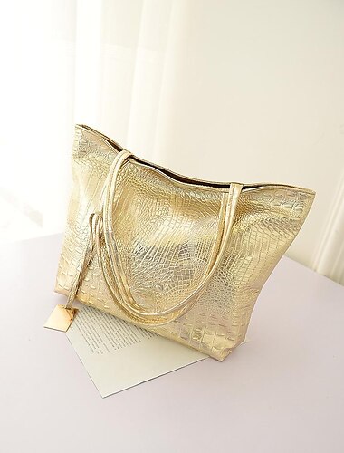  Dames Totalisator Schoudertas Schoudertas Nylon PU-nahka Buiten Kantoor Dagelijks Rits Effen Kleur Zilver Zwart Goud