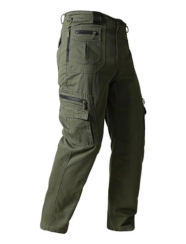  Herren Cargohose Cargohosen Cargohose Taktische Hose Arbeitshose Tasche mit Reißverschluss Multi Pocket Gerade geschnitten Feste Farbe Draussen In voller Länge Täglich Stilvoll Schwarz Kaki