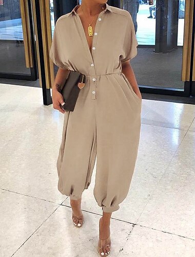  Damen Jumpsuits Tiefer V-Ausschnitt Locker Ärmellos Freizeit Druck Locker Plus Size Freizeit Ärmellos Träger Jumpsuit