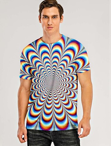  Homme Chemise T shirt Tee Tee Graphic 3D Print Col Classique Bleu Violet Vert Arc-en-ciel 3D effet Grande Taille du quotidien Fin de semaine Manche Courte Imprimer Vêtement Tenue basique Décontractées