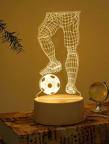  مصباح مكتبي ثلاثي الأبعاد على شكل كرة قدم بإضاءة ليلية بإضاءة ليد مع 3 ألوان متغيرة مصباح السرير ، أضواء لغرفة النوم هدايا أعياد الميلاد للأطفال الأولاد والبنات والأطفال