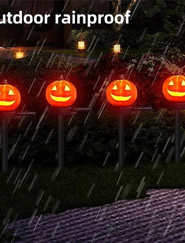  Luces de calabaza alimentadas por energía solar para exteriores, luces decorativas de Halloween para caminos de jardín, patio, césped, paisaje, luces navideñas, 1/2 piezas