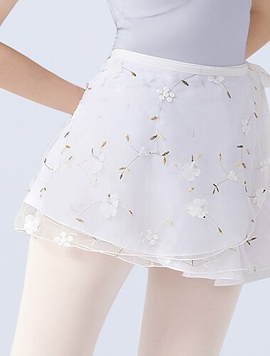  通気性 バレエ アクティブウェア スカート プリント 刺繍 フリル加工 女性用 トレーニング 性能 高ポリエステル