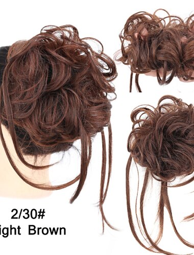  Unordentliches Brötchen-Haarteil, super lange, zerzauste Hochsteckfrisur, Haarknoten-Verlängerungen, gewelltes Haar, Wickel-Pferdeschwanz-Haarteile, Haargummis mit elastischem Haarband für Frauen und