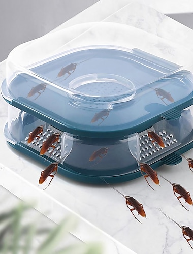  Caja trampa para insectos reutilizable, trampa para cucarachas, herramienta para atrapar cucarachas, resistente al desgaste, sin olor peculiar, atrapamoscas automático