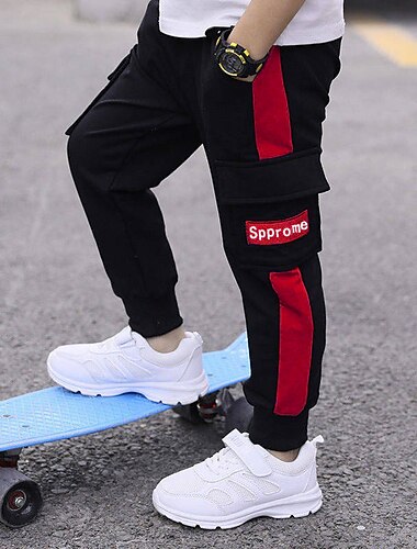  Jungen 3D Einfarbig Hose Frühling Herbst Streetwear Kinder 3-13 Jahre Straße Sport Lässiger Schnitt