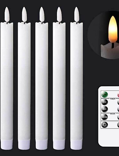  LED Kaars Vlamloos Licht Ivory Tapkaarsen Flikkerend met 10-Toets Afstandsbediening LED Kegel Kaars Licht voor Kerk Bruiloft Verjaardagsfeest Kerst Halloween Diner Decor Kogelpaal Licht