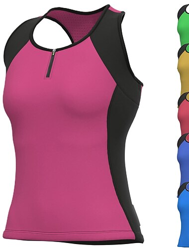  Mujer Chaleco de Ciclismo Sin Mangas Bicicleta Maillot Camiseta con 3 bolsillos traseros MTB Bicicleta Montaña Ciclismo Carretera Transpirable Secado rápido Dispersor de humedad Bandas Reflectantes