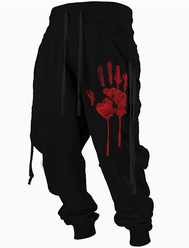  Voor heren Joggingbroeken Jogger Broek Trekkoord Zijzakken Elastische taille Grafische prints handen Comfort Ademend Buitensporten Casual Dagelijks Katoenmix Terry Streetwear Ontwerper Zwart blauw