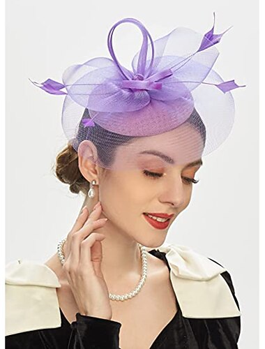  fascinators Fjädrar Pillbox Hatt Bröllop Kentucky Derby Melbourne Cup cocktail Royal Astcot Blomma Elegant Med Ren Färg Hårbonad Huvudbonader