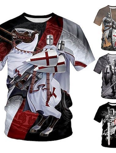  Den Sidste Templar korsfarer Tempelridder Korsfarer T-shirt Tegneserie Manga Anime 3D Grafisk Til Par Herre Dame Voksne 3D-udskrivning