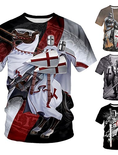  De laatste Tempelier kruisvaarder Tempeliers Kruisvaarder T-Shirt Cartoon Manga Anime 3D Grafisch Voor Voor Stel Voor heren Dames Volwassenen 3D afdrukken