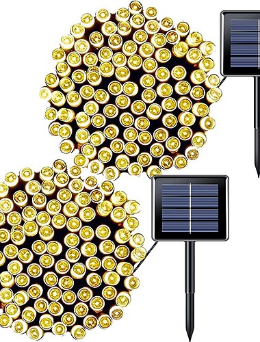 2 pacchi luci di natale decorazione esterna solare 10m 100 led luci della stringa 8 colori 8 modalità luci leggiadramente solari impermeabili per decorazioni di halloween giardino vacanza nel cortile