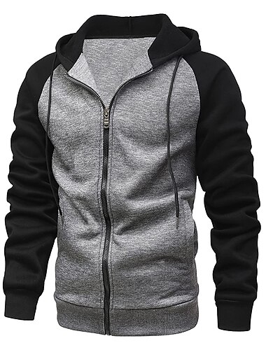  Herren Zip Hoodie Kapuzenjacke Hoodie Sweatshirt Kapuze Oberbekleidung Sweatjacke Schwarz Königsblau Blau Khaki Hellgrau Mit Kapuze Feste Farbe Arbeit Casual Strassenmode Sportbekleidung Büro Casual